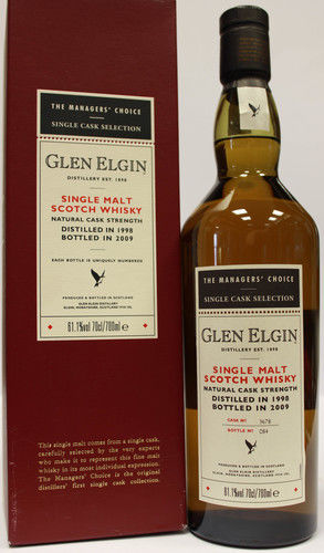 Glen Elgin 1998 Managers Choice Single Malt Scotch Whisky