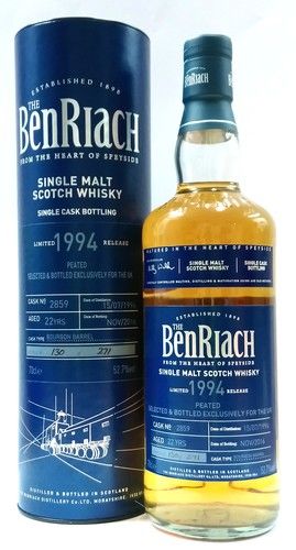 BenRiach 22 Year Old - Peated - Bourbon - Barrel -1994 - UK Exclusive - Cask - 2859 - Single Malt Scotch Whisky