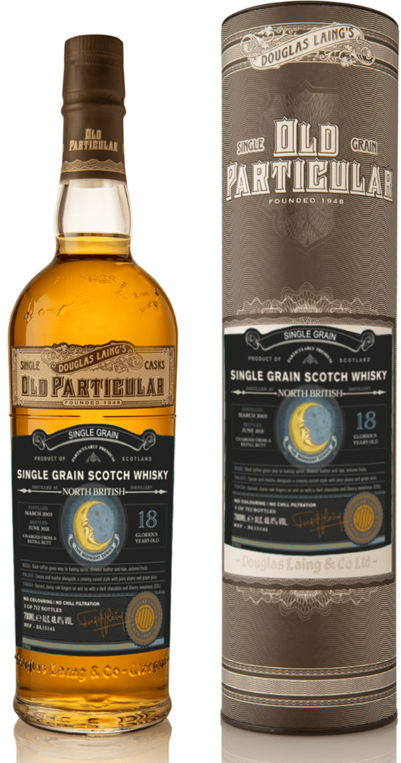 North British 18 Year Old - Old Particular Exceptional Single Cask Range - The Midnight Series - Single Grain Scotch Whisky - DL15145