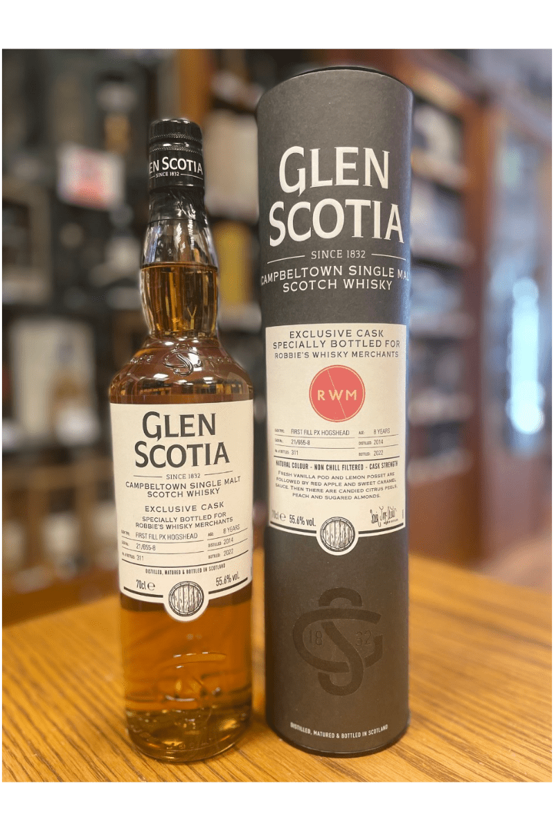 Glen Scotia 8 Year Old - 2014 -1st Fill PX Hogshead - Cask #21/655-8 - Robbie's Drams Bottling - Limited Edition - Single Malt Scotch Whisky - Exclusive Cask