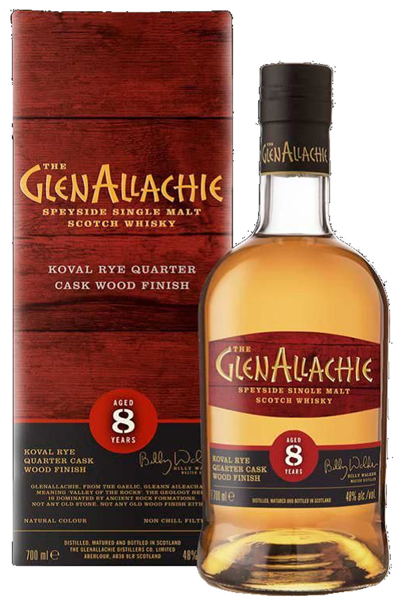 GlenAllachie 8 Year Old - Koval Rye Wood Finish - Single Malt Scotch Whisky - Wood Finish Series.