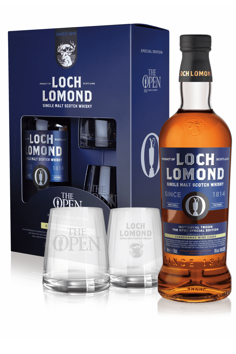 Loch Lomond Single Malt Scotch - The Open Special Edition Royal Troon 2024 - Glass Gift Set